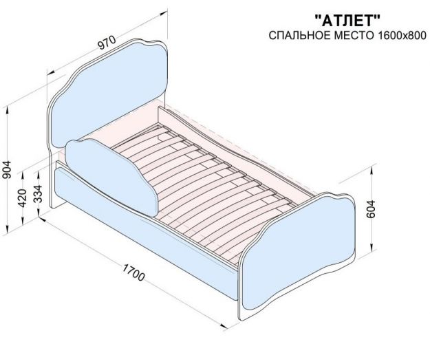 Кровать 160 Атлет 96 Серый (мягкий бортик)