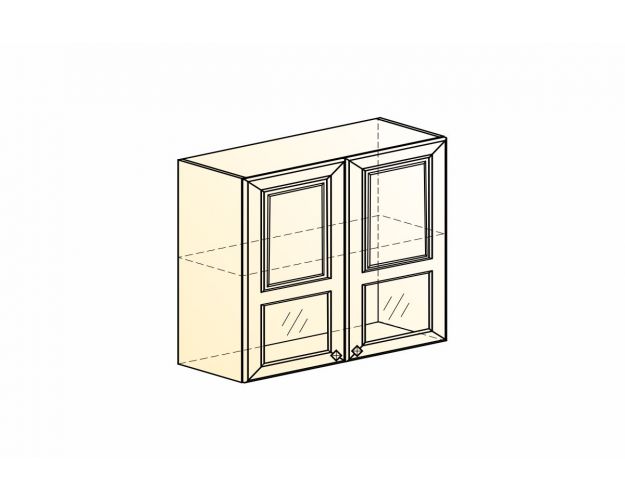 Мишель Шкаф навесной L800 Н720 (2 дв. окош.) (эмаль) (белый/белый)
