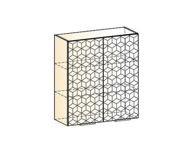 Стоун Шкаф навесной L800 Н900 (2 дв. гл.) с фрезеровкой (белый/изумруд софттач)