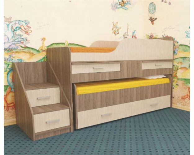 Кровать детская Лесики двухместная 1.8 Ясень шимо темный/Ясень шимо светлый