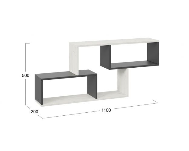 Полка настенная тип 4 (Антрацит/Дуб крафт белый)