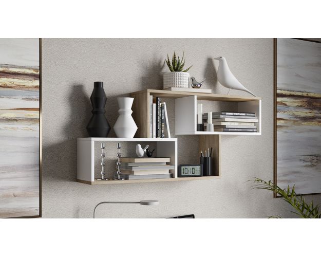 Полка настенная тип 4 (Дуб сонома/Белый)