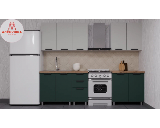 Кухонный гарнитур Лаванда 2.0 керамика / изумруд